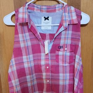 New With Tags Gilly Hicks Sydney Women's Pink Blue Plaid Tank Top Size Small